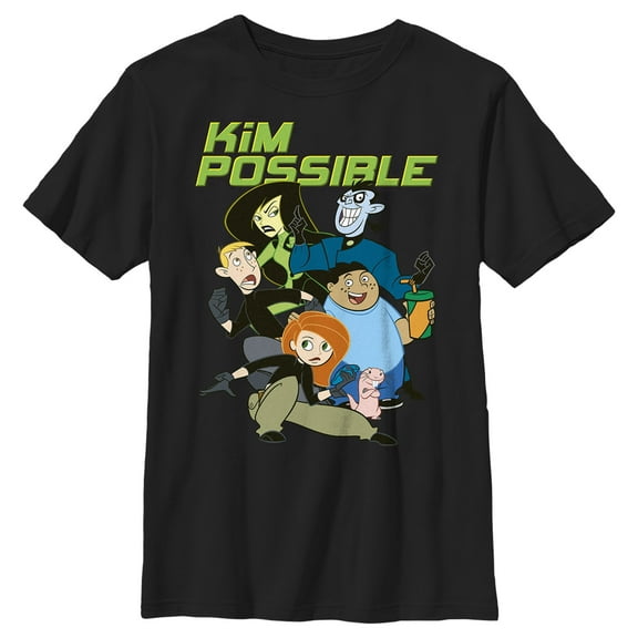 Boy's Kim Possible Team Possible vs Team Villains Graphic Tee Black Large