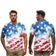 thumbnail image 3 of Aplkyhs Matching Golf Shirts for Couple Tie Dye Patriotic Star Quarter Zip Mens Hawaiian Shirt Moisture Wicking Suitable for Outdoor Sports Soft and Comfortable Lapel Design, 3 of 6