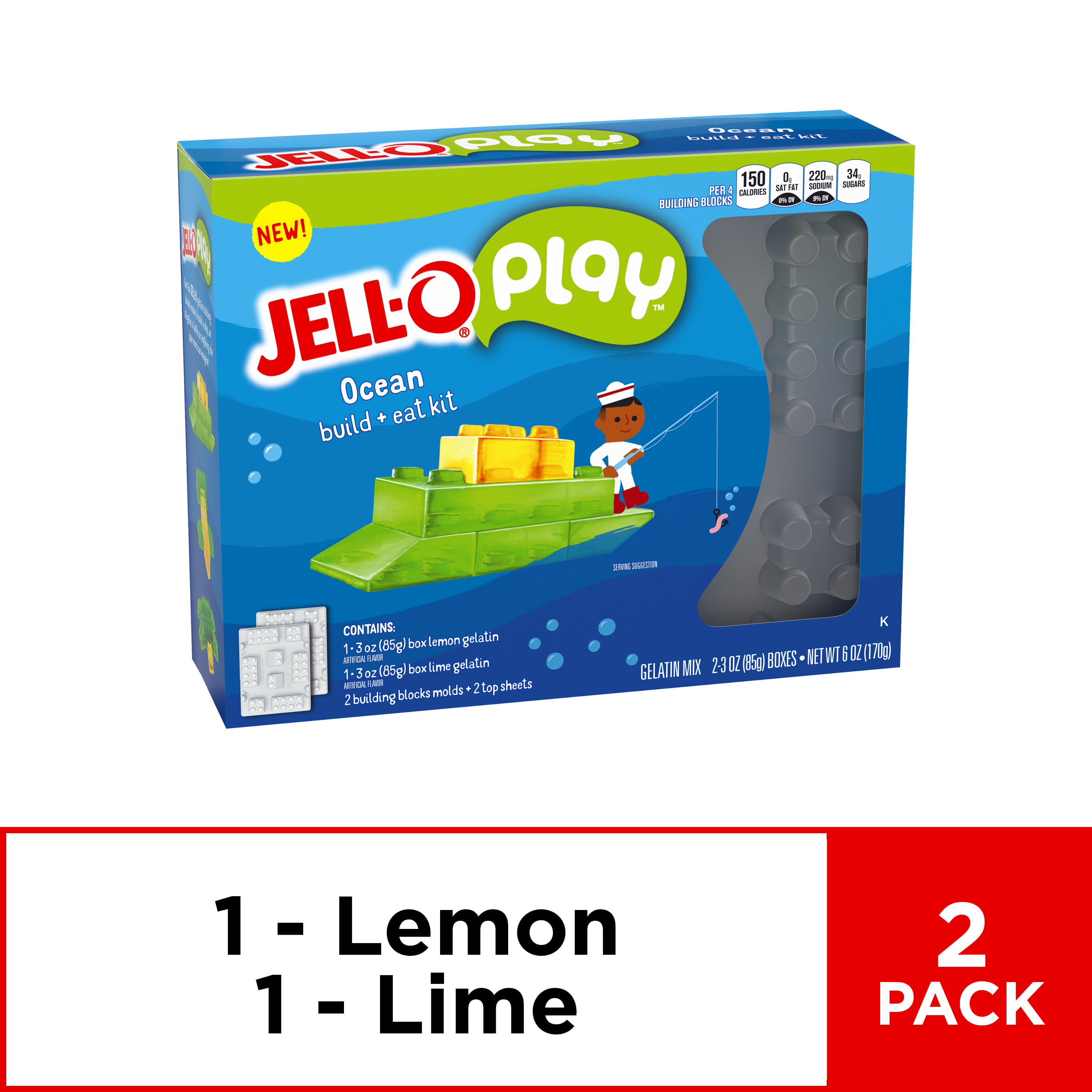 Jell O Play Ocean Build Eat Kit 6 Oz Box