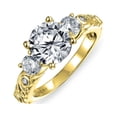 thumbnail image 2 of Bling Jewelry Womens Art Deco Statement Ring Vintage CZ 4CT Solitaire Three Stone, 2 of 6