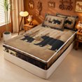 thumbnail image 2 of meiyoeat Vintage Bear Silhouette Zipper Twin Comforter Sets with Fitted Sheet and 2 Pillowcases For Kids, Rustic Paw Print Zipper Bedding Set For Men,Black Reversible,4 Pieces, 2 of 7