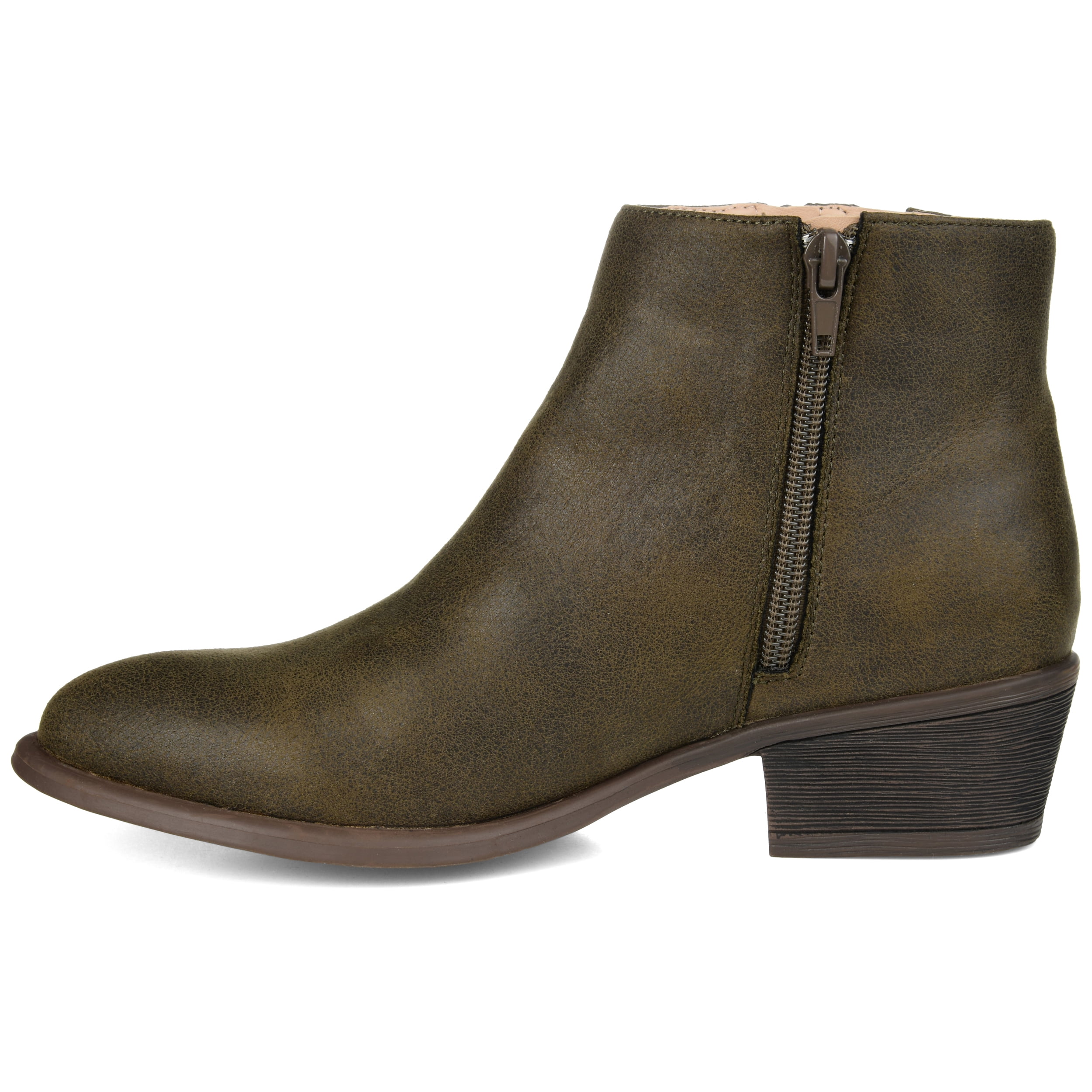 Journee Womens Jayda Inside Zip Stacked Heel Booties