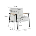 thumbnail image 5 of 27.56" Modern Accent Chair, Minimalist Metal Frame with  Upholstered Cushions, Mid-Century Leisure Armchair with Wooden Armrest, Perfect for Cozy Living Room, Bedroom, or Office Seating, Beige, 5 of 7
