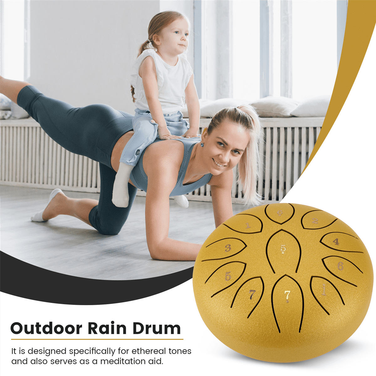Rain Drum for Outside 6 Inches 11 Tones Steel Tongue Drum Rain Chime Outdoor Rain Chime Musical Instrument