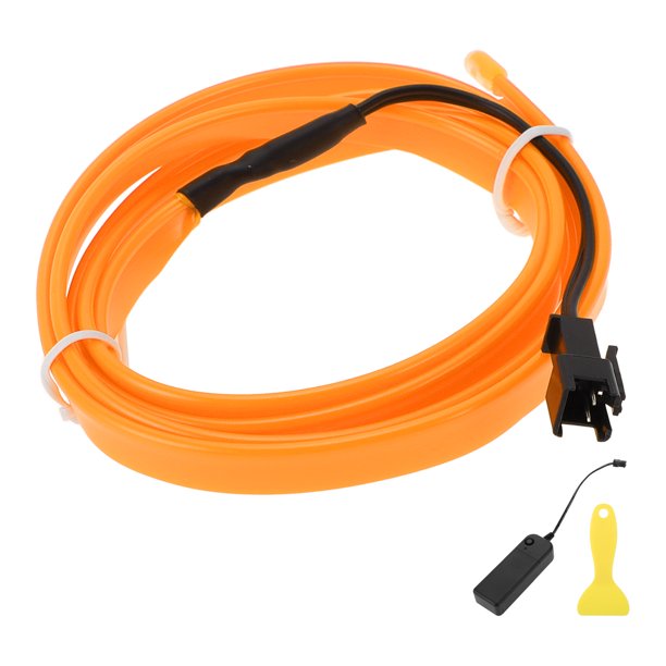 Cuerda de luz LED EL de 1m Unique Bargains Cable de luz de neón flexible para decoración de interiores de automóviles con caja de batería (3V) Amarillo