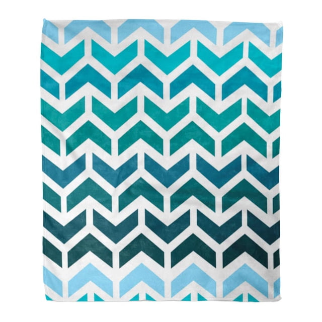 NUDECOR Couverture Jetée Chaude et Confortable en Flanelle Imprimée Motif Géométrique Abstrait Flèches en Couleurs Bleu Sarcelle Graphique Douce pour Lit Canapé et Sofa 50x60 Pouces