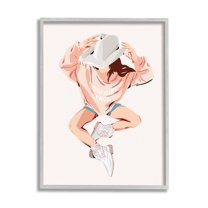 Stupell Industries Cowgirl Space Girl Beauty & Fashion Painting Gray Framed Art Print Wall Art, 24 x 30