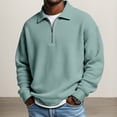 thumbnail image 2 of Quarter Zip Pullover Men 2026 Fall Winter Long Sleeve Plain Waffle Knit Lapel Collar Pullover Sweatshirt, 2 of 5