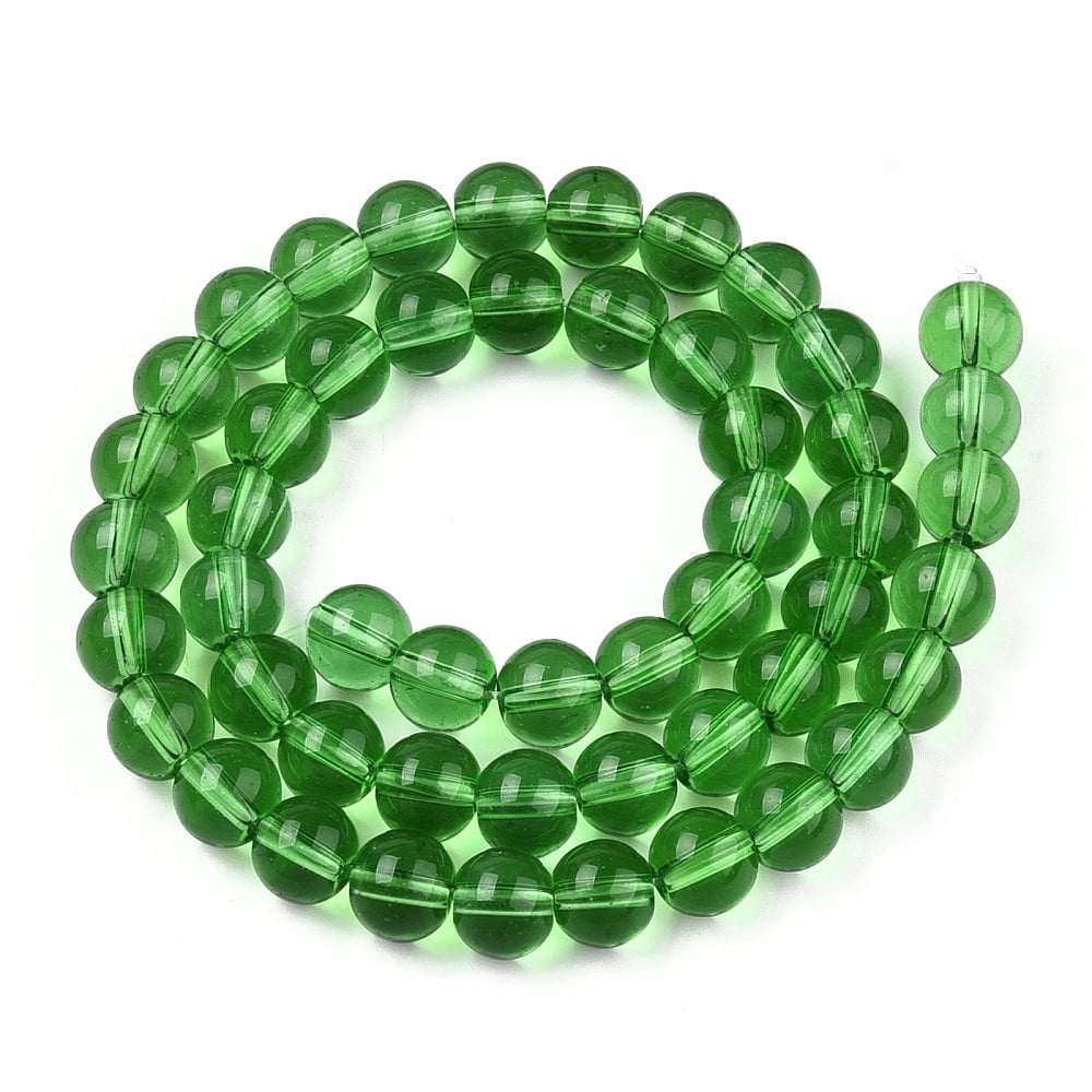 Transparent Glass Beads Strands Round Green 8-8.5mm Hole: 1.5mm 51-53pcs/strand 14.96 inch-15.55 inch(38-39.7cm)