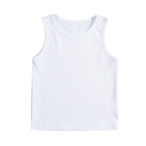 adviicd Soft Undershirt Tank Top Cotton Undershirt Sleeveless Shirts for Kids Girls or Boys (White,3-4 Years)