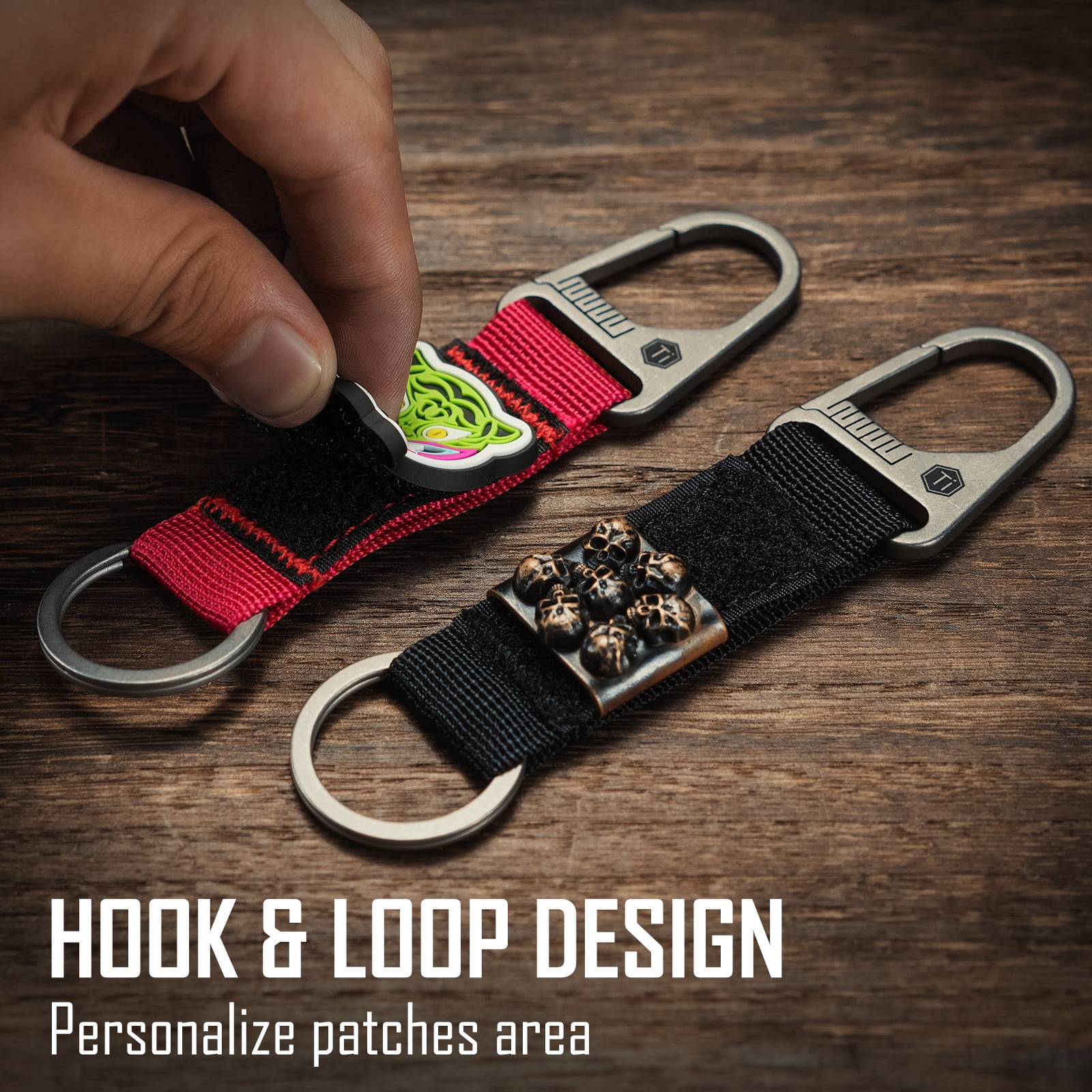 Key Unity Titanium Carabiner Keychain, Carabiner Lanyard Keychain Strap with Hook for Backpack, Survival, Camping, KB01 Black