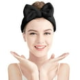 thumbnail image 3 of GZWYHT Headbands for Women,Hair Accessories Hydrotherapy Headband 1 Piece Bow Hairband Facial Makeup Headband Soft Coral Velvet Headband For Shower Face Wash Skincare Headband,Hair Bands Black, 3 of 9