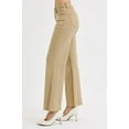thumbnail image 5 of Womens Wide Leg Jeans with Raw Hem Cropped Khaki Beige High Waisted Stretch Denim Plus Size Casual Everyday Wear, 5 of 6