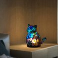thumbnail image 4 of Ycandiee Night Light,Lovely Cat Stained Glass Accent Table Lamp, Glass Accent Table Lamp,Cat desk lamp,Magical LED Lamp Resin Statue Lamp,for Home, living room, Room Decoration, 4 of 5