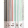 thumbnail image 7 of Coral Cyan Stripe Semi Sheer Curtains 72 Inch Length 2 Panels Set, Geometric Grey White Vertical Striped Sheer Kitchen Curtain Privacy Voile Window Curtain for Living Room Bedroom Rod Pocket Drapes, 7 of 7