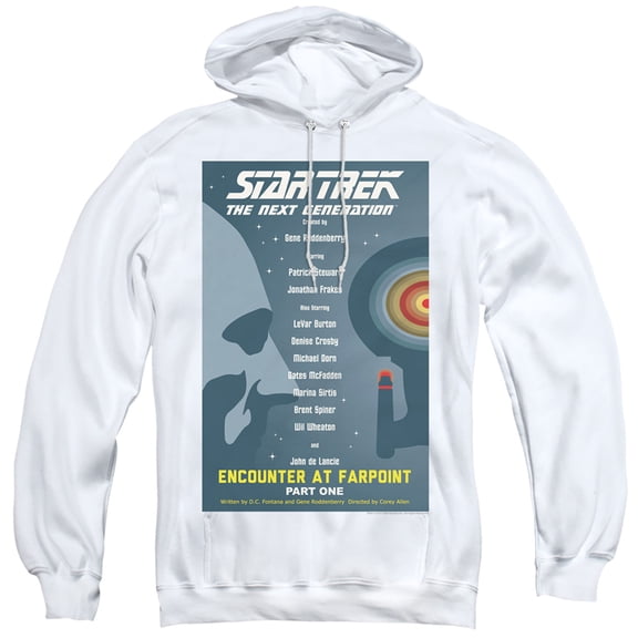 Star Trek Tng Season 1 Episode 1 Adult Pullover Hoodie Sweatshirt White