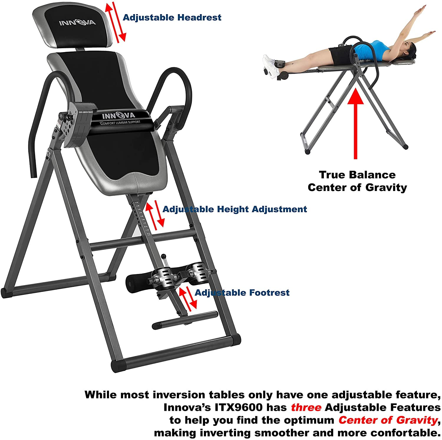 Innova Itx9600 Heavy Duty Inversion Table With Adjustable Headrest And Protective Cover Walmartcom Walmartcom