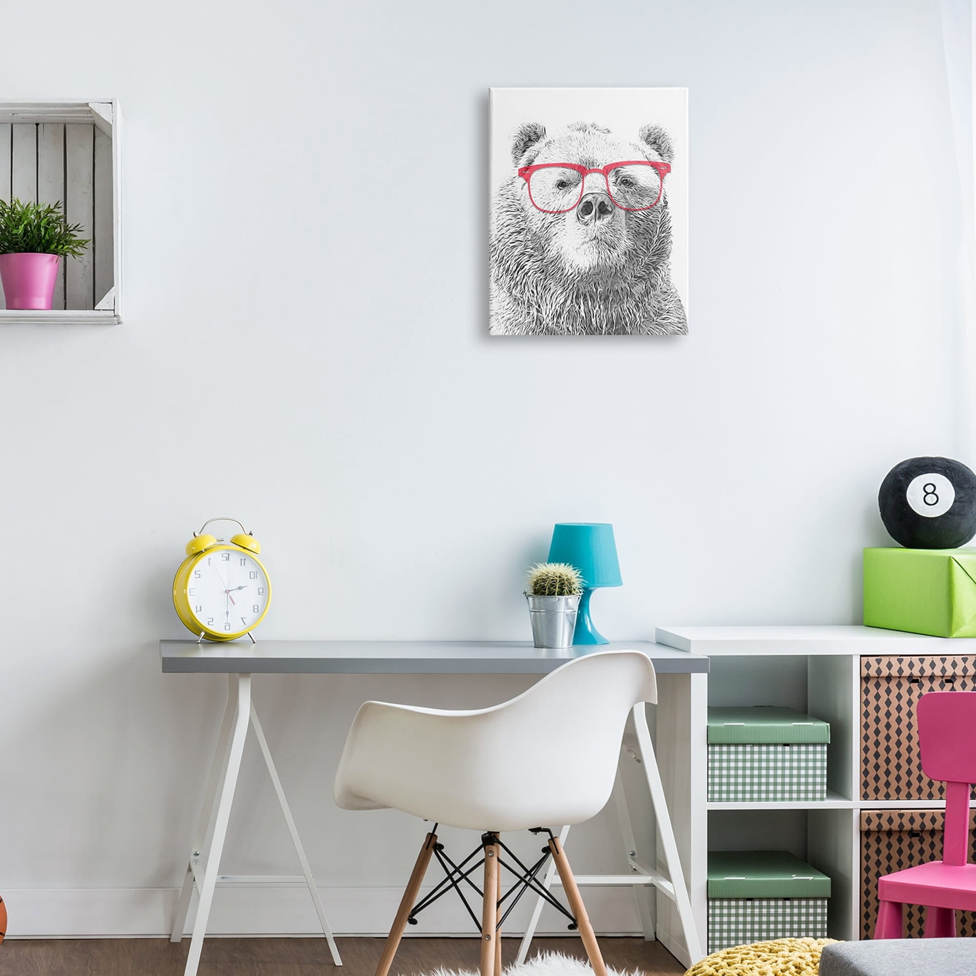 Stupell Industries Quirky Monochrome Bear Red Glasses Design , 16 x 20, Design by Annalisa Latella