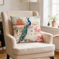 thumbnail image 4 of Chinoiserie Throw Pillow Covers 18x18 Inch, Floral Blue & White Porcelain Palace Peacock Monkey Decorative Pillow Cases, 4 of 6