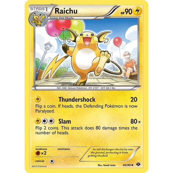 Pokemon Next Destinies Uncommon Raichu #40 [Reverse Holofoil]
