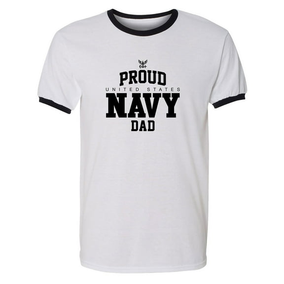 Proud United States Navy DAD Adult Short Sleeve Ringer T-shirt