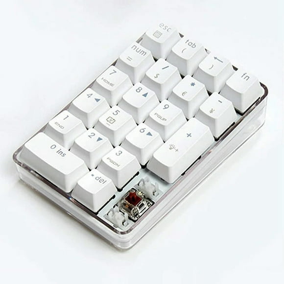 FOR Mechanical Numeric Keypad Brown Switch Wired Gaming Keypad Case White Backlit 21 Keys Mini Numpad Keypad