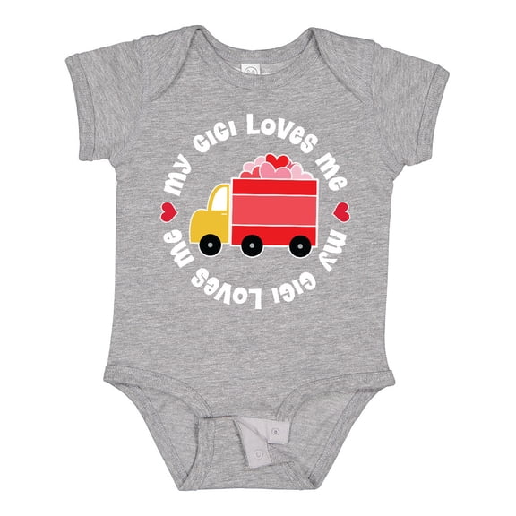 Inktastic My Gigi Loves Me Valentine Truck Boys or Girls Baby Bodysuit