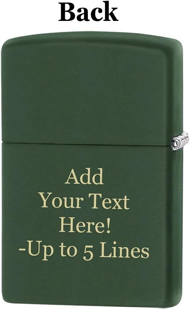 Zippo Personalized Message Engraved on Backside Customized U.S. Army Windproof Lighter (Green Matte #Z5432)