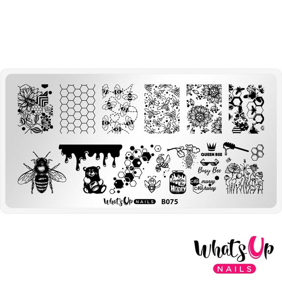 Whats Up Nails B075 Somewhere in Bee-tween Metal Stamping Plate for Nail Art Design