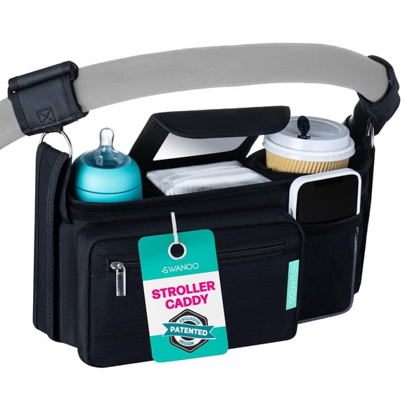 Non-Slip Stroller Organizer With Cup Holders, Exclusive Straps Grip Handlebar. Universal Fit For Uppababy Vista Cruz Nuna Baby Jogger Bob Britax Bugaboo Graco Stroller Accessories