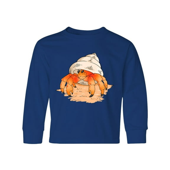 Inktastic Cute Hermit Crab on Beach Long Sleeve Youth T-Shirt