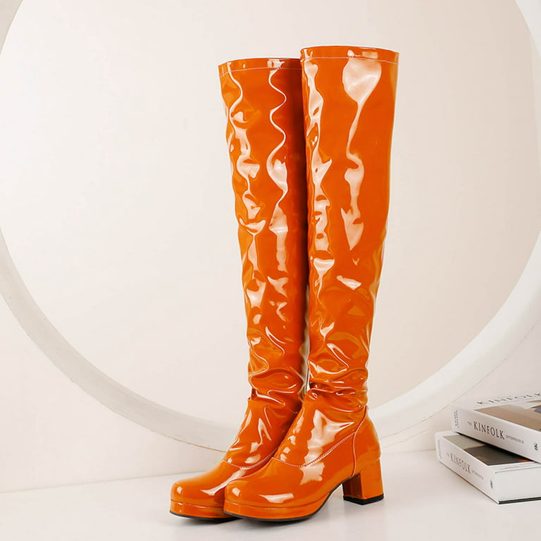 Orange Patent Leather Ankle Gogo Boots Pre-Order 7