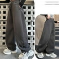 thumbnail image 5 of Ashirexll Girls Wide Leg Sweatpants Casual Pants Solid Color Loose Fitting Straight Cut Elastic Waist for 5-15 Year, 5 of 7