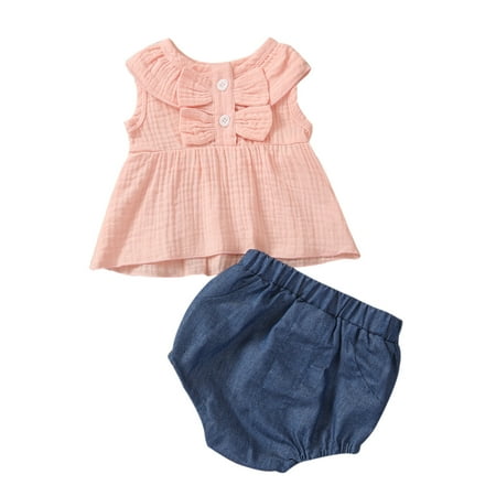 

Baby Girl Clothes Outfits Cotton O Neck Tops Casual 2PC Set