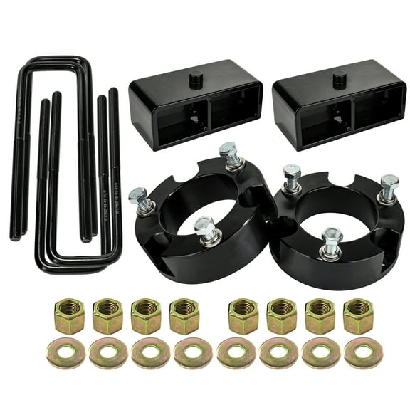3mirrors 3"F   2"R Leveling Lift Kit for 2005-2023 Tacoma，3" Front Strut Spacers Level Kit and 2" Rear Black Leveling Lift Block Kit Extended Square