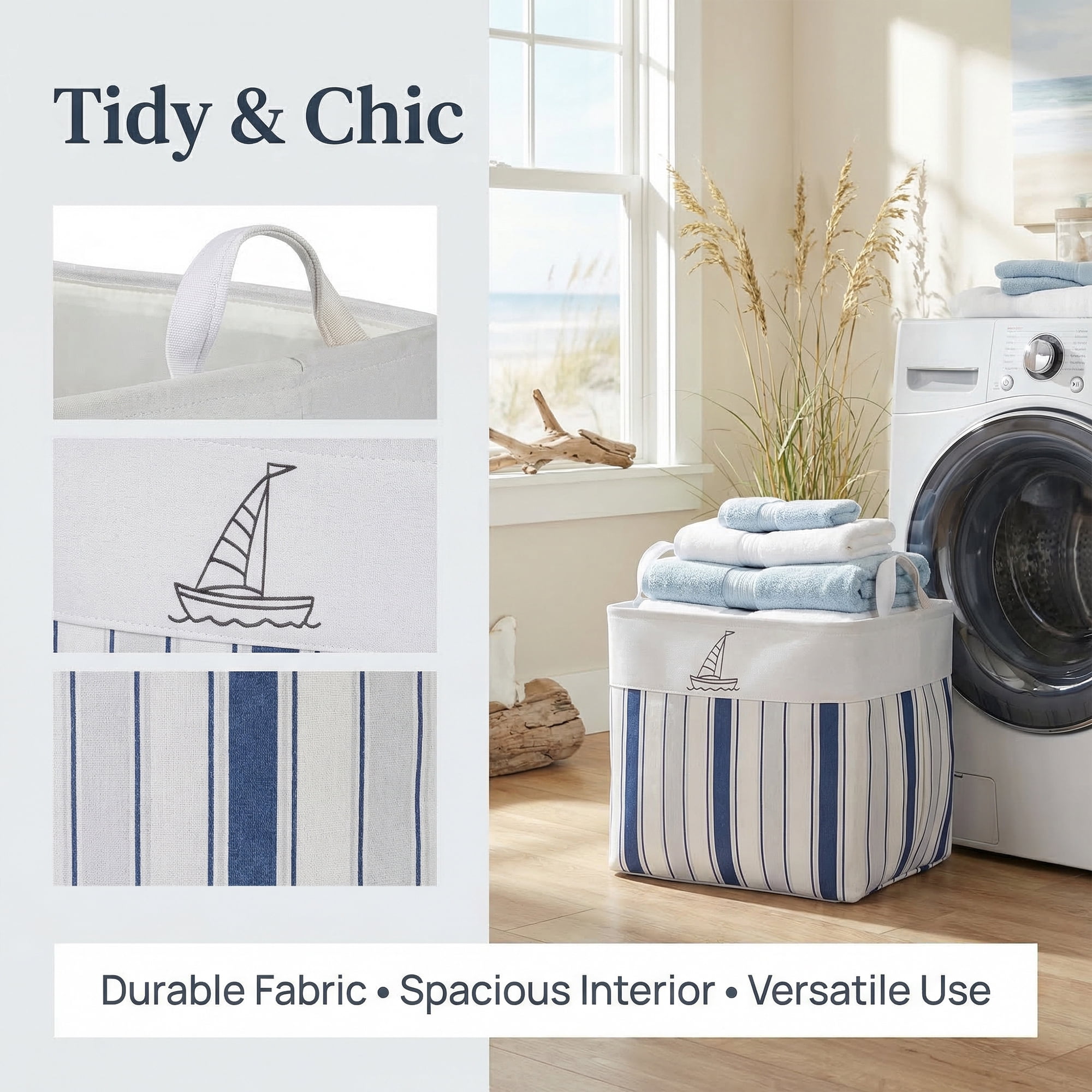 Unique Bargains 1pc Fabric Storage Bin Drawstring Storage Basket White 19.7*15.7*19.7in