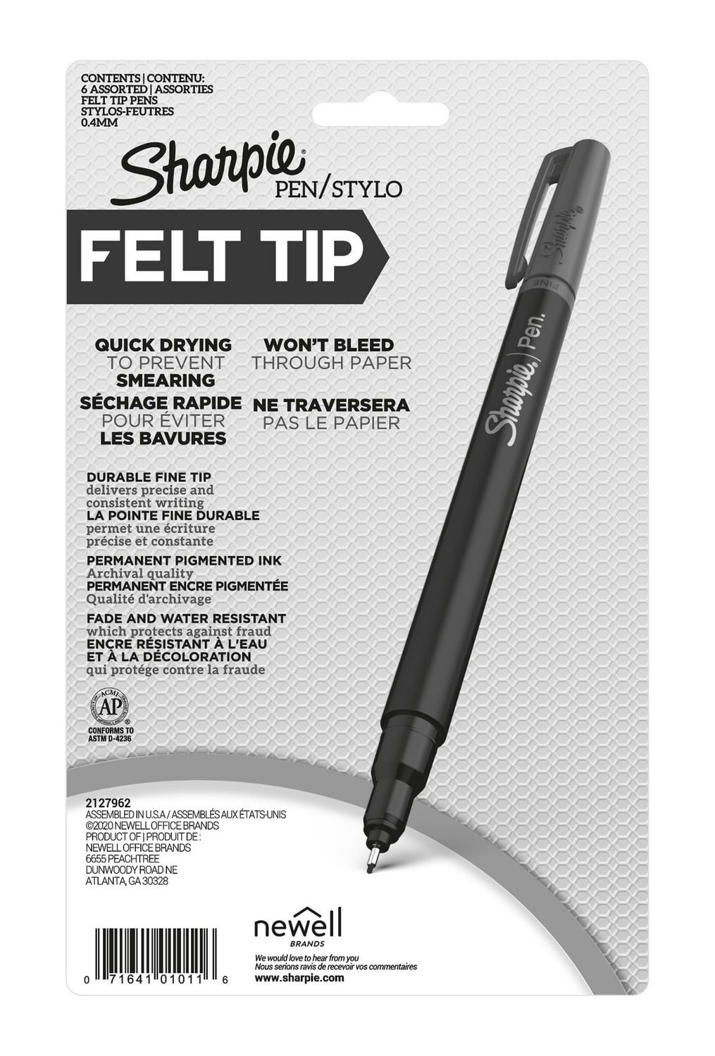Stylos Sharpie, pointe feutre, pointe fine (0,4 mm), couleurs assorties
