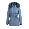 thumbnail image 3 of Scyoekwg Women's Winter Coats Fashion Long Down Coat Long Sleeve Thicken Fleece Lined Parka Warm Puffer Jackets With Pockets (Blue,XXXL), 3 of 9
