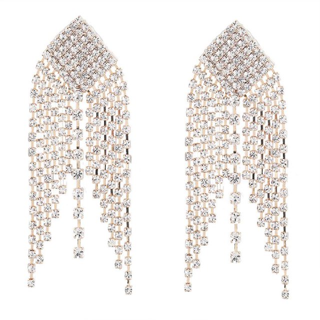 Pendientes Colgantes De Cristal De Araña Con Borlas Largas De Aleación Para Banquete Nupcial, Joyería De Boda, Pendientes Geométricos, Regalo Para Mujeres O Niñas Advancent AP006637-02