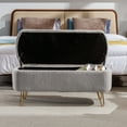 thumbnail image 4 of Storage Ottoman Bench for End of Bed Gold Legs, Modern Ivory White Faux Fur Entryway Bench Upholstered Padded with Storage for Living Room Bedroom, 4 of 9