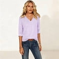 thumbnail image 6 of Zysthvn 3/4 Length Sleeve Womens Tops Striped Fall Lightweight Casual Women Tshirts V Neck Loose Fit Tops, 6 of 8