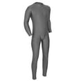 thumbnail image 2 of LiiYii Mens Mock Neck Long Sleeve Bodysuit Full Body Jumpsuit One-Piece Romper Workout Cycling Leotard Catsuit Grey X-Large, 2 of 10