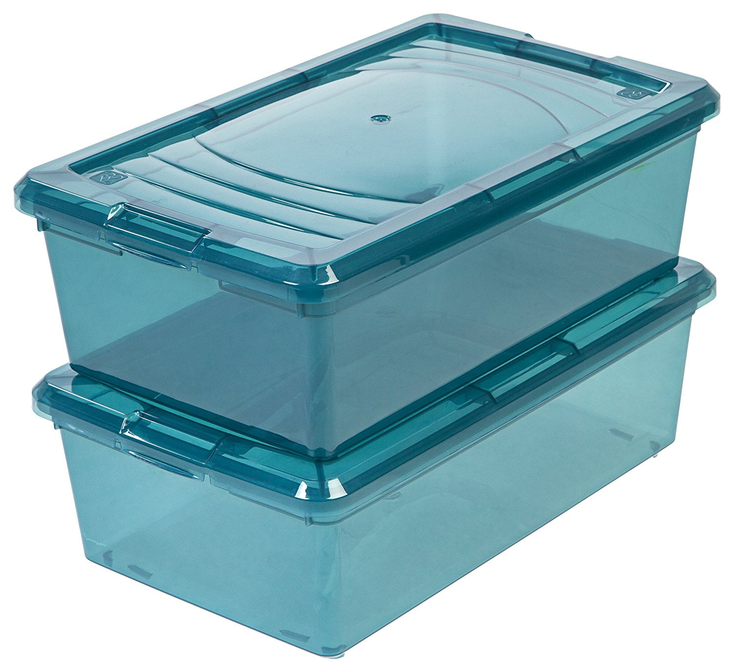 Iris 6 Qt Modular Plastic Storage Box Trans Blue Set Of 10