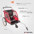 thumbnail image 2 of Remolque Carriola Carrito Bicicleta Para Niños Rojo Gospel, 2 of 10