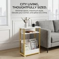 thumbnail image 4 of ZEXVIDA End Table for Narrow Space, 3 Tier Narrow Side Tables Modern Sofa Table with Storage Shelf, Bedside Table Slim Nightstand with Magazine Rack Living Room Home Office,White,White+gold, 4 of 8