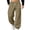 Khaki, variant on Sweatpants Plus Size Men's Outdoor Utility Cuffed Pants with Side Rivet Detail Drawstring Waist Loose Fit