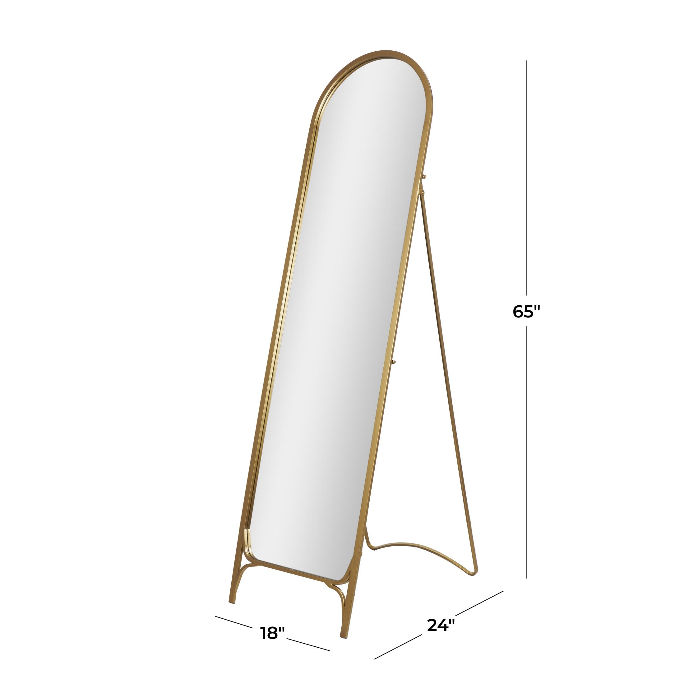 DecMode 18" x 65" Gold Metal Arched Freestanding Foldable Floor Mirror