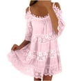 thumbnail image 4 of Sakmal Cute Summer Dresses for Women Petite Mini Pink Sundress Dress Sleeveless Lace Dresses, 4 of 5