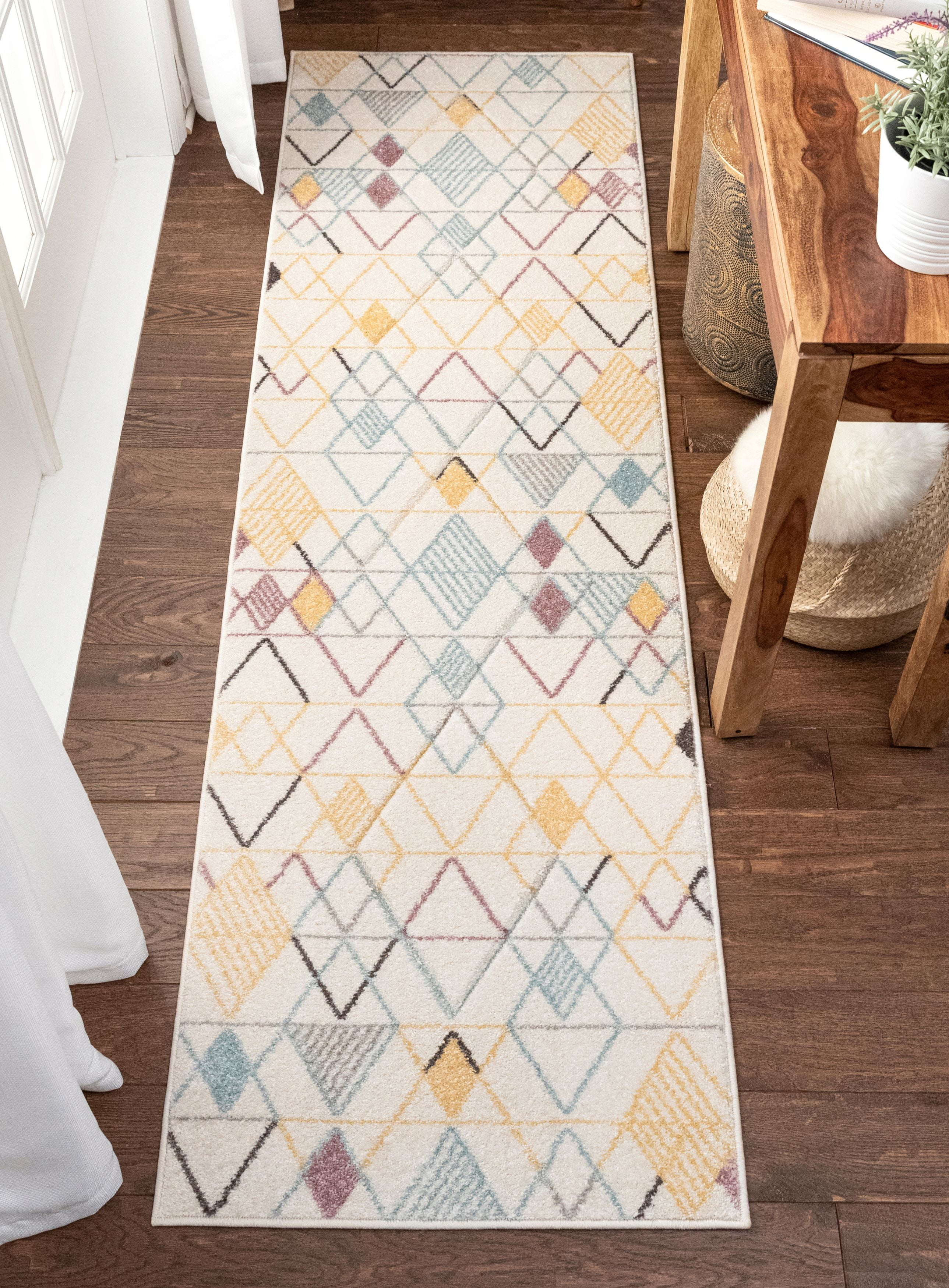 Well Woven Priza Soft Pastel Multi Color Tribal Diamonds Geometric Area