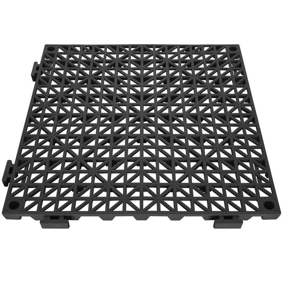 50PCS 12"x12" Black Drainage Floor Tiles – Interlocking Non-Slip PVC Mats for Wet Areas, Restroom, Kitchen & Pool Deck